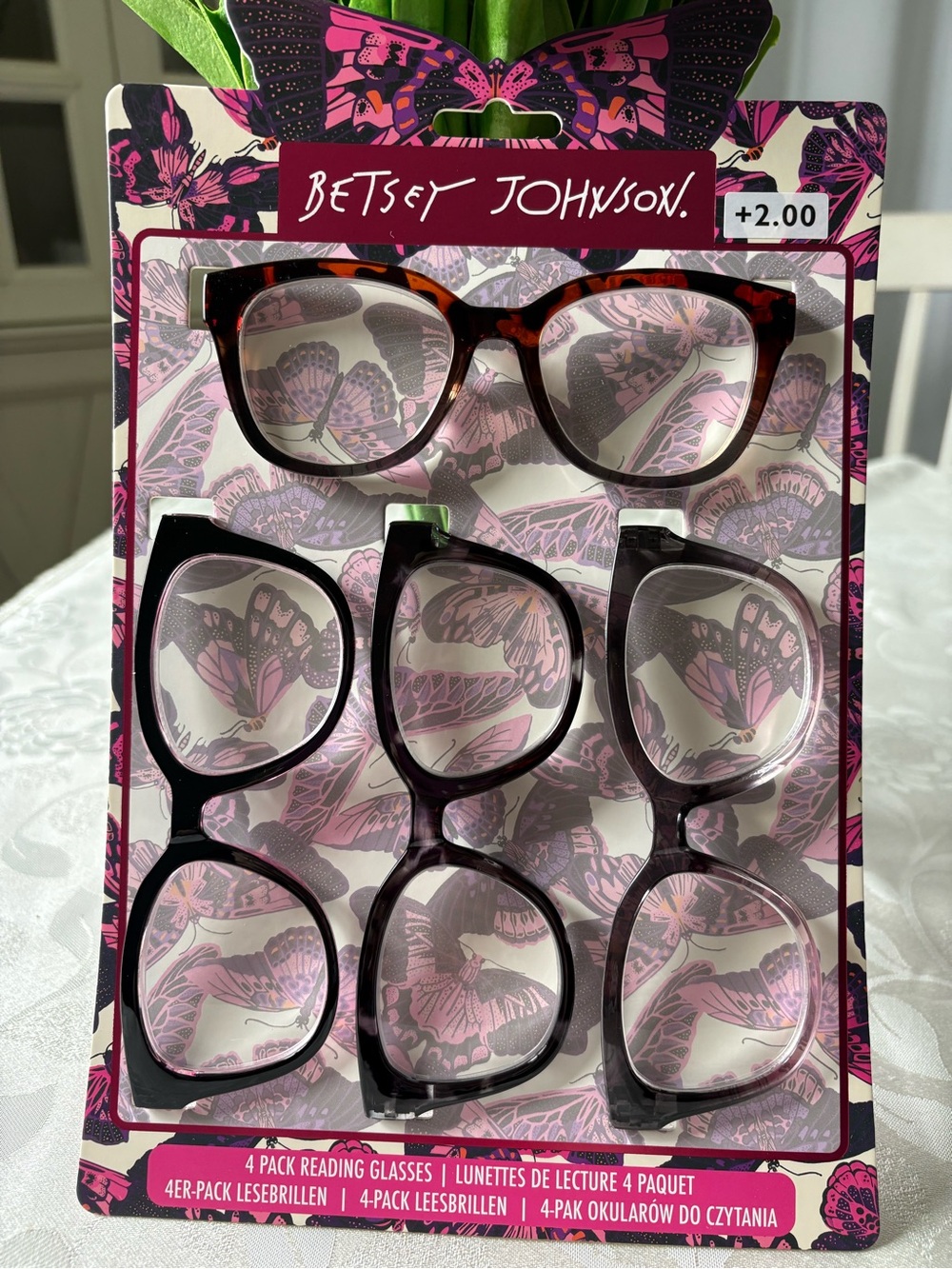 Betsey Johnson Designer Reading Glasses +2.00 Eyeglasses New